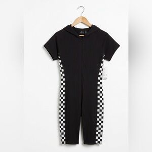 NWT• Urban Outfitters Out From Under Checkerboard Hooded Romper Medium